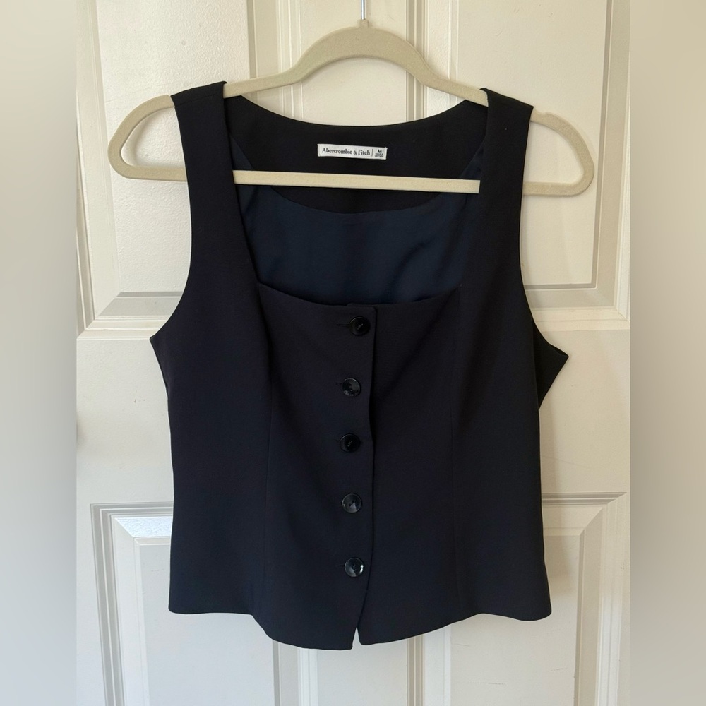 New Abercrombie & Fitch Women's Black Button-Down Vest